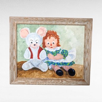 1973 Raggedy Ann Painting on Canvas Board by Harriet Ellis. 