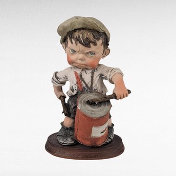 Vintage Giuseppe Armani Gulliver's World Drummer Boy Figurine with Drum, 8" Collectible Statue, Italian Art, Home Decor