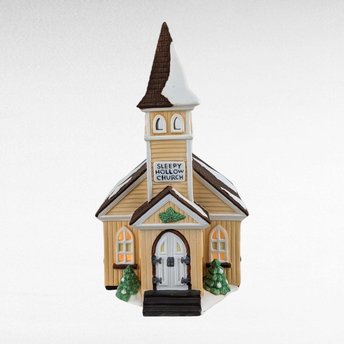 Vintage Dept 56 Sleepy Hollow Church - New England Village #5955-2 - Lighted Porcelain Christmas Village