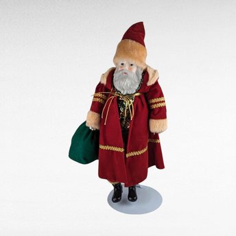 Vintage Roman 18" Santa Claus Figure with Toy Sack - Ceramic & Plush - Christmas Decor -  Collectible Santa