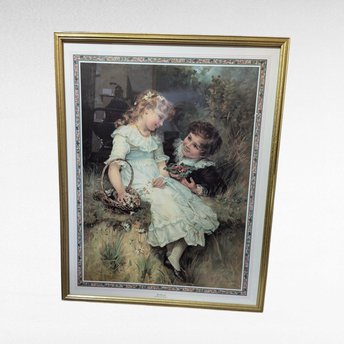Vintage Frederick Morgan "Sweethearts" Print, Framed Romantic Couple Artwork, 29.5 x 23.25 Inches