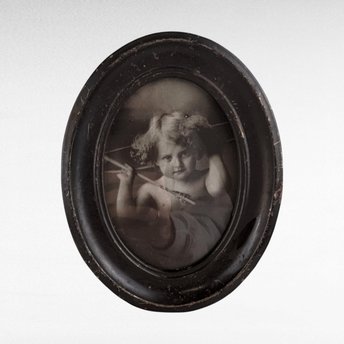 Vintage Cupid Awake Print by M.B. Parkinson | Framed Romantic Wall Art | Antique Cherub Decor | 7 Inches