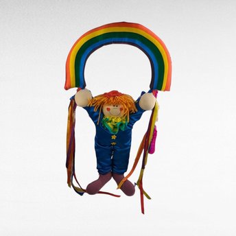 Vintage 1984 Dakin Plush Clown Rainbow Wall Hanging | Nursery Decor | Children's Room Decor | 80s Toy | Clown Collectible