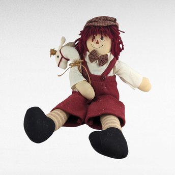 Vintage Folk Art Raggedy Andy Doll - 17" Handmade Cloth Doll
