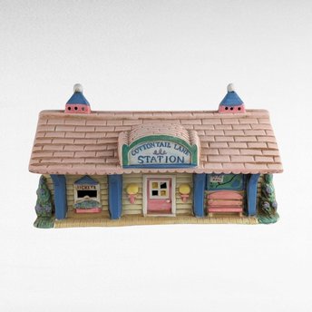 Vintage Midwest Cottontail Lane Station Lighted House | Easter Village Decor | Spring Decor | Ceramic House