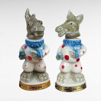 Vintage 1968 Jim Beam Donkey Decanters, Bourbon Whiskey Collectibles, Barware, Man Cave Decor, Unique Gift