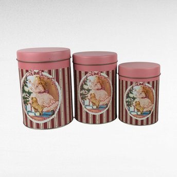 Vintage House of Lloyd Christmas Nesting Tins, Dog & Girl Design,