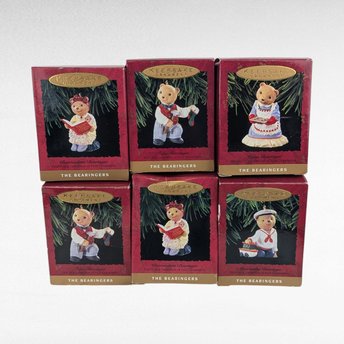 Vintage Hallmark The Bearingers Ornament Lot - 6 Piece Set with Boxes - Collectible Christmas Ornaments