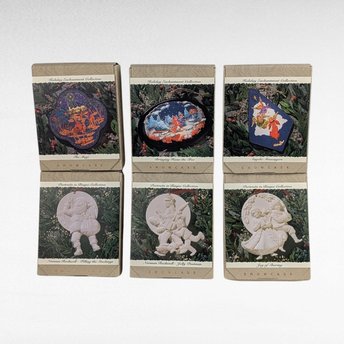 Vintage 1993 Hallmark Holiday Enchantment Ornaments - Set of 6 with Boxes - Christmas Decor
