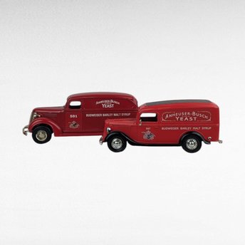 Vintage Anheuser-Busch Diecast Banks - ERTL Ford & Chevy Panel Trucks - With Boxes