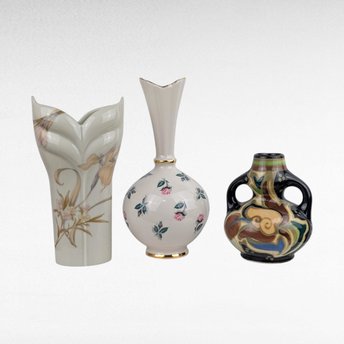 eclectic trio of vintage vases