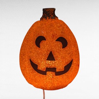 Vintage Popcorn Melted Plastic Light Up Jack O'Lantern