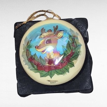 1999 JC Penny Rudolph Reverse Painted Christmas Ornament, Vintage Holiday Decor, Collectible Rudolph Ornament, Gift for Rudolph Fan