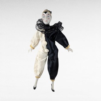 Vintage Black and White Harlequin Doll. 