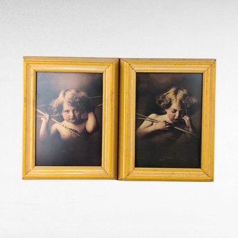 Vintage M.B. Parkinson Cupid Awake and Asleep Prints. 