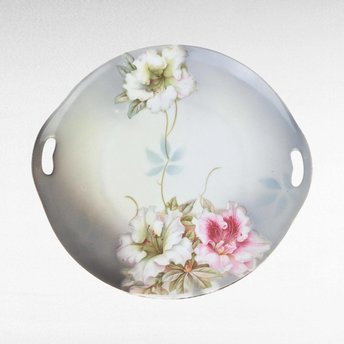 Vintage PV Vessra Germany Hand Painted Floral Handled Plate, Dresser Tray.