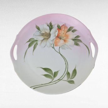 Vintage Z.S & G Bavaria Floral Porcelain Handled Plate/Dresser Tray.