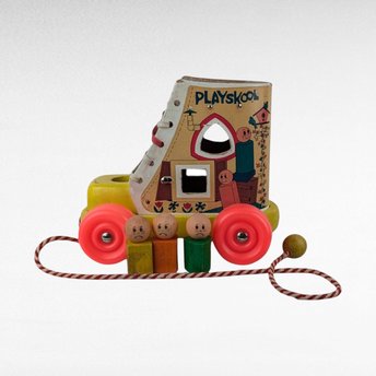 Vintage Fisher Price Shoe Shape Sorter Pull Toy.