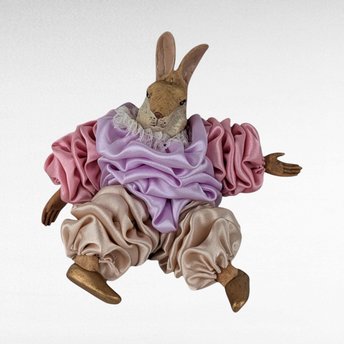 Vintage Anthropomorphic Rabbit Ornament, 6" Height, Victorian Style Dress, Easter Decor, Spring Gift, Collectible Figurine