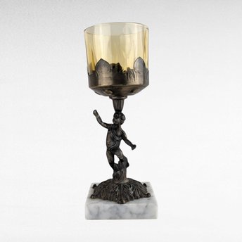 Vintage Bronze Cherub Candle Holder, Hollywood Regency Style, Marble Base, Votive Holder,  Unique Home Décor