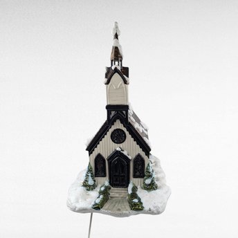 Vintage Byron Mold Lighted Musical Church, Ceramic Christmas Village Decoration, Holiday Decor, Gift for Collector
