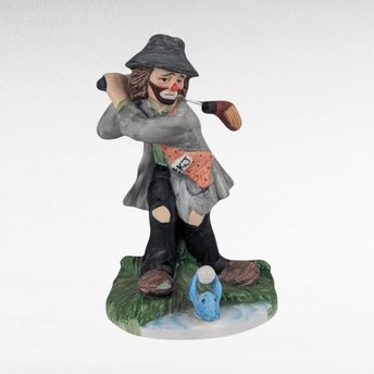 Vintage Flambro Emmett Kelly Jr. Hobo Clown Golf Figurine, Swinging Golf Club, Collectible Clown, Gift for Golfer, 5 Inches, Circus Theme