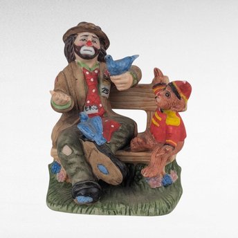 Vintage Flambro 3" Emmett Kelly Jr. Feeding Birds Figurine, Ceramic Clown, Collectible Figurine, Gift for Bird Lover, Circus Decor