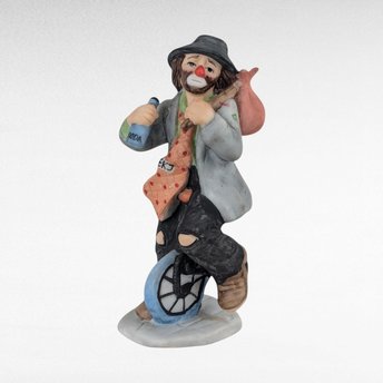 Vintage 4" Flambro Emmett Kelly Jr. Weary Willie Unicycle Figurine, Clown on Unicycle, Collectible Clown, Gift for Circus Lover