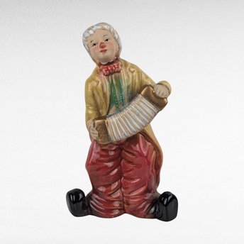 Vintage Accordion Playing Clown Figurine, Ceramic Musical Instrument Clown, Collectible Figurine, 6.5"