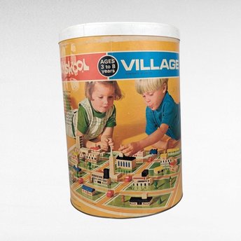 Vintage 1971 Playskool Village Wood Block Set | 91 Piece Set | Classic Wooden Blocks | Educational Toy | Collectible Playskool