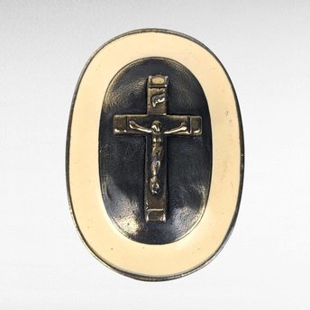 Vintage 1976 Oval Metal Belt Buckle with Cross | Religious Belt Buckle | Christian Gift | Collectible Buckle