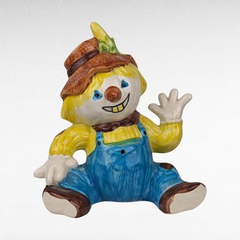Vintage Ceramic Scarecrow Bank, Hand Painted, Fall Decor, Country Decor, Whimsical Gift