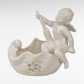 Vintage Lenwile Ardalt Porcelain Cherub Trinket Dish | Angel Planter | Small Ring Dish | Vanity Decor | Gift for Collector