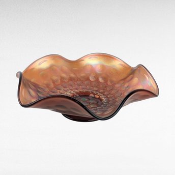 Vintage Fenton Coin Dot Marigold Carnival Glass Bowl | Ruffled Bowl | Iridescent Glass | Collectible Glassware | Home Decor