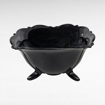 Vintage L.E. Smith Black Amethyst Footed Bowl | Art Deco Glassware | Candy Dish | Serving Bowl |  Collectible Glass