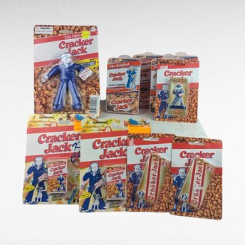 Vintage Cracker Jack Lot, Snack Containers, Bendable Toy, Refrigerator Magnets, Keychains, Collectible Toys, Nostalgic Gifts, Retro Novelty