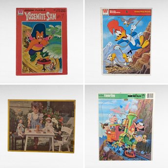 Vintage Cartoon Character Jigsaw Puzzle Lot - Yosemite Sam, Woody Woodpecker, Disney, Jaymar - 1952-1976
