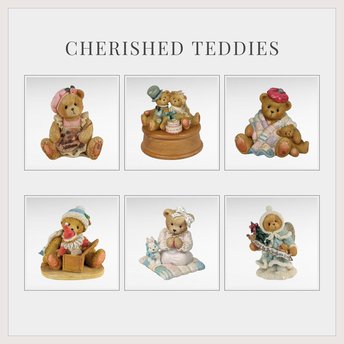 Vintage Cherished Teddies Figurines, 1992-1997, Collectible Bears, Wedding Music Box, Gift for Collector, Home Decor