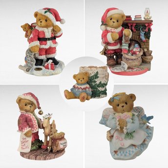 Vintage Cherished Teddies Figurines, Christmas Bears, Collectible Figurines, 1990s-2000s, Gift for Collector, Holiday Decor