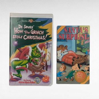 Vintage Christmas VHS Tapes, Grinch, Santa's Surprise, Animated Classics, Holiday Movies, Gift for Collector, Nostalgic Decor