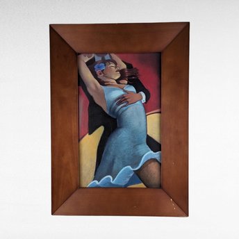 Vintage Bill Brauer "Scarlet Dancer" Tango Print, Framed Wall Art, Couple Dancing, Romantic Decor, Gift for Dance Lovers