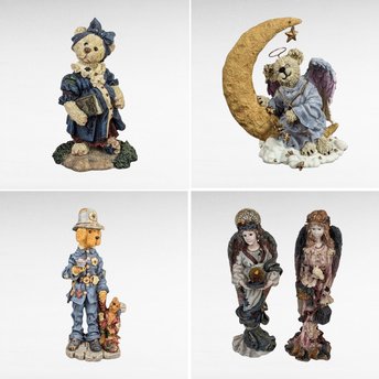 Boyds Bears Figurine Lot, Vintage Resin Bears, Angels, Policeman Bear, Collectible Bears, Gift Set