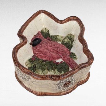1999 St. Nicholas Square Cardinal Candy Dish, Ceramic Bird Dish, Vintage Holiday Decor, Gift for Bird Lover