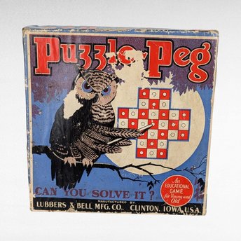 1920s Puzzle Peg Game, Lubbers & Bell, Vintage Educational Game, Brain Teaser, Puzzle Game, Collectible Game, Antique Toy
