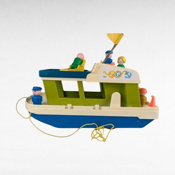 1970s Fisher-Price Happy Houseboat, Vintage Pull Toy, Boat Toy, Preschool Toy, Collectible Toy, Fisher-Price 985
