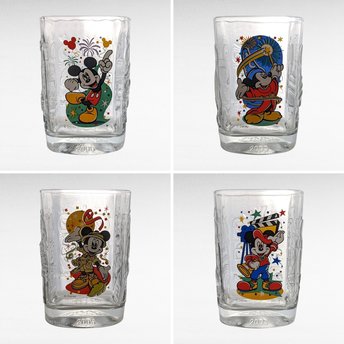 Disney Magic Kingdom Glasses | Set of 4 | Mickey Mouse | 2000 Millennium | Collectible Disneyana