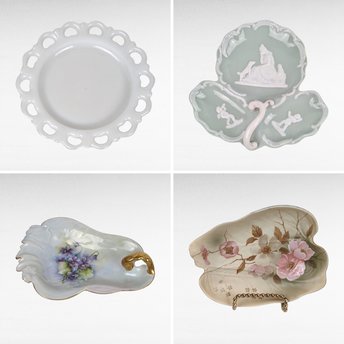 Vintage Dish Lot, Victorian Dogwood Plate, Floral Trinket Dishes, Anchor Hocking Plate, Collectible Dishes, Gift for Her, Home Decor