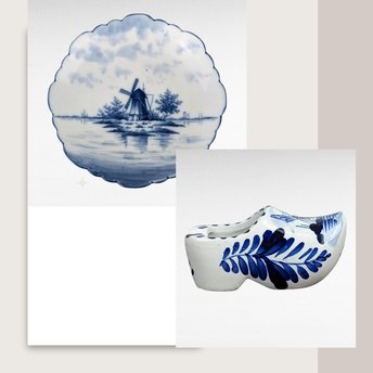 Vintage Delft Blue Shoe Ashtray and German Windmill Plate, Hand-Painted Ceramic Decor, Gift for Collector, Home Decor