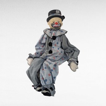 Vintage Handmade Clown Shelf Sitter, Whimsical Clown Doll, Fabric Clown, Collectible Clown, Unique Decor