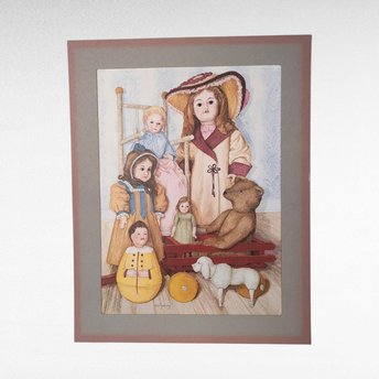 Vintage Pat Young Dolls and Toys Print. 